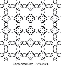 Seamless geometric line pattern. Black and white graphic seamless linear background, repeating texture for textile fabric or paper print. Tribal ethnic arabic, indian, turkish monochrome ornament