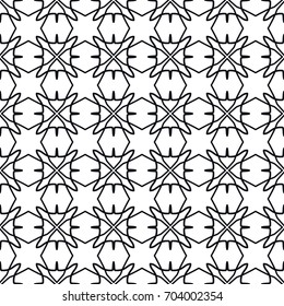 Seamless geometric line pattern. Black and white graphic seamless linear background, repeating texture for textile fabric or paper print. Tribal ethnic arabic, indian, turkish monochrome ornament