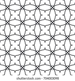 Seamless geometric line pattern. Black and white graphic seamless linear background, repeating texture for textile fabric or paper print. Tribal ethnic arabic, indian, turkish monochrome ornament