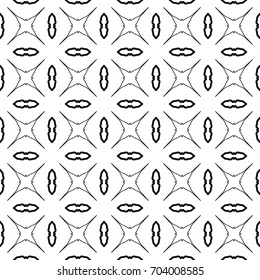 Seamless geometric line pattern. Black and white graphic seamless linear background, repeating texture for textile fabric or paper print. Tribal ethnic arabic, indian, turkish monochrome ornament