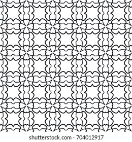 Seamless geometric line pattern. Black and white graphic seamless linear background, repeating texture for textile fabric or paper print. Tribal ethnic arabic, indian, turkish monochrome ornament