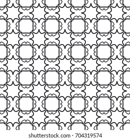 Seamless geometric line pattern. Black and white graphic seamless linear background, repeating texture for textile fabric or paper print. Tribal ethnic arabic, indian, turkish monochrome ornament