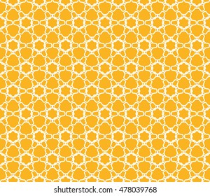 Seamless geometric line pattern. Contemporary graphic design. Endless hexagon texture for wallpaper, pattern fills, web page background. Tribal ethnic arabic indian ornament. Yellow, gold and white