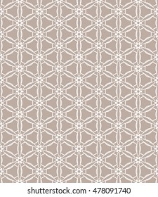 Seamless geometric line pattern. Contemporary graphic design. Endless hexagon texture for wallpaper, pattern fills, web page background. Tribal ethnic arabic indian ornament. Brown, beige and white