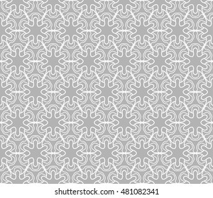 Seamless geometric line pattern. Contemporary graphic design. Endless hexagon texture for wallpaper, pattern fills, web page. Ethnic arabic indian ornament. Gray and white seamless lace background
