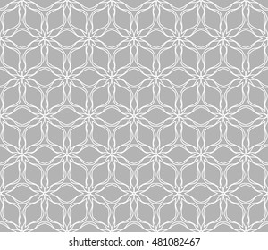 Seamless geometric line pattern. Contemporary graphic design. Endless hexagon texture for wallpaper, pattern fills, web page. Ethnic arabic indian ornament. Gray and white seamless lace background