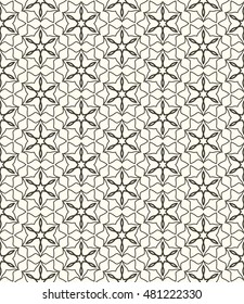 Seamless geometric line pattern. Contemporary graphic design. Endless hexagon texture for wallpaper, pattern fills, web page. Ethnic arabic indian ornament. Monochrome seamless lace background