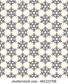 Seamless geometric line pattern. Contemporary graphic design. Endless hexagon texture for wallpaper, pattern fills, web page. Ethnic arabic indian ornament. Monochrome seamless lace background