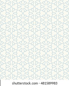 Seamless geometric line pattern. Contemporary graphic design. Endless hexagon texture for wallpaper, pattern fills, web page. Ethnic arabic indian ornament. Blue and white seamless lace background