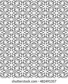 Seamless geometric line pattern. Contemporary graphic design. Endless hexagon texture for wallpaper, banners, invitation cards. Ethnic arabic indian ornament. Monochrome seamless lace background