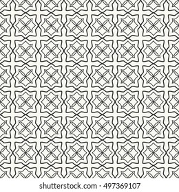 Seamless geometric line pattern. Contemporary graphic design. Endless lace texture for wallpaper, pattern fills, web page line backgrounds. Monochrome geometric ornaments.
