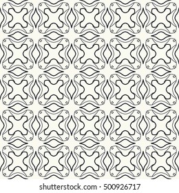 Seamless geometric line pattern. Contemporary graphic design. Endless lace texture for wallpaper, pattern fills, web page line backgrounds. Black and white geometric seamless ornament