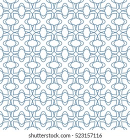 Seamless geometric line pattern. Contemporary graphic design. Endless lace texture for wallpaper, pattern fills, web page line backgrounds. Monochrome blue and white geometric ornament.