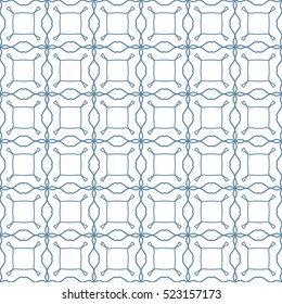 Seamless geometric line pattern. Contemporary graphic design. Endless lace texture for wallpaper, pattern fills, web page line backgrounds. Monochrome blue and white geometric ornament.