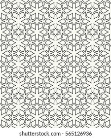 Seamless geometric line pattern, design for packaging in trendy linear style. Endless hexagonal texture for wallpaper, banners, invitations, business cards, fabric print. Black and white background
