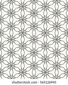 Seamless geometric line pattern, design for packaging in trendy linear style. Endless hexagonal texture for wallpaper, banners, invitations, business cards, fabric print. Black and white background