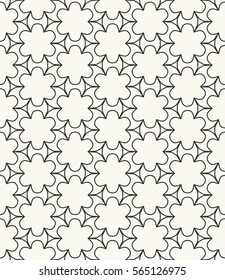 Seamless geometric line pattern, design for packaging in trendy linear style. Endless hexagonal texture for wallpaper, banners, invitations, business cards, fabric print. Black and white background