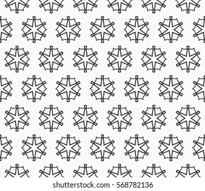 Seamless geometric line pattern, design for packaging in trendy linear style. Endless hexagonal texture for wallpaper, banners, invitations, business cards, fabric print. Black and white background