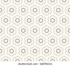 Seamless geometric line pattern, design for packaging in trendy linear style. Endless hexagonal texture for wallpaper, banners, invitations, business cards, fabric print. Brown and white background