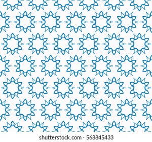 Seamless geometric line pattern, design for packaging in trendy linear style. Endless hexagonal texture for wallpaper, banners, invitations, business cards, fabric print. Blue and white background
