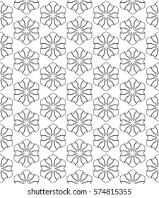 Seamless geometric line pattern, design for packaging in linear style. Interlacing texture for wallpaper, banners, invitations, business cards, fabric print. Interweaving black white lacy background