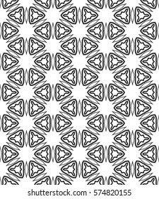 Seamless geometric line pattern, design for packaging in linear style. Interlacing texture for wallpaper, banners, invitations, business cards, fabric print. Interweaving black white lacy background