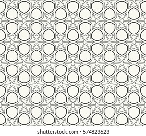 Seamless geometric line pattern, design for packaging in linear style. Interlacing texture for wallpaper, banners, invitations, business cards, fabric print. Interweaving black white lacy background