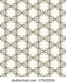 Seamless geometric line pattern, design for packaging in linear style. Interlacing texture for wallpaper, banners, invitations, business cards, fabric print. Interweaving gold brown lacy background