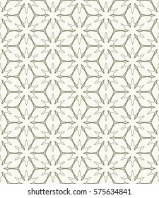 Seamless geometric line pattern, design for packaging in linear style. Interlacing texture for wallpaper, banners, invitations, business cards, fabric print. Interweaving gold brown lacy background