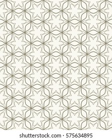 Seamless geometric line pattern, design for packaging in linear style. Interlacing texture for wallpaper, banners, invitations, business cards, fabric print. Interweaving gold brown lacy background