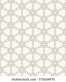 Seamless geometric line pattern, design for packaging in linear style. Interlacing texture for wallpaper, banners, invitations, business cards, fabric print. Interweaving gold brown lacy background