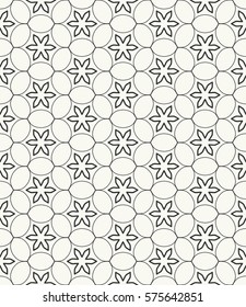 Seamless geometric line pattern, design for packaging in linear style. Interlacing texture for wallpaper, banners, invitations, business cards, fabric print. Interweaving black white lacy background