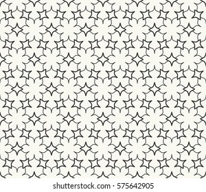 Seamless geometric line pattern, design for packaging in linear style. Interlacing texture for wallpaper, banners, invitations, business cards, fabric print. Interweaving black white lacy background