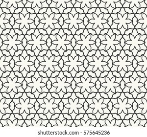 Seamless geometric line pattern, design for packaging in linear style. Interlacing texture for wallpaper, banners, invitations, business cards, fabric print. Interweaving black white lacy background