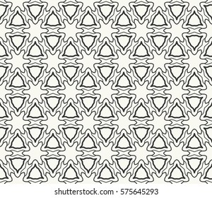 Seamless geometric line pattern, design for packaging in linear style. Interlacing texture for wallpaper, banners, invitations, business cards, fabric print. Interweaving black white lacy background