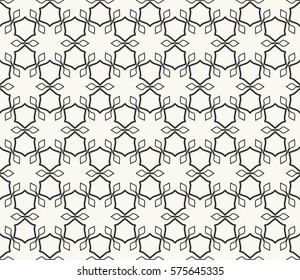 Seamless geometric line pattern, design for packaging in linear style. Interlacing texture for wallpaper, banners, invitations, business cards, fabric print. Interweaving black white lacy background