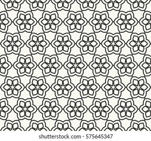 Seamless geometric line pattern, design for packaging in linear style. Interlacing texture for wallpaper, banners, invitations, business cards, fabric print. Interweaving black white lacy background