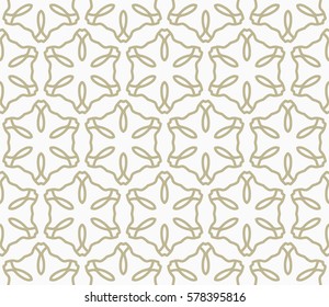 Seamless geometric line pattern, design for packaging in linear style. Interlacing texture for wallpaper, banners, invitations, business cards, fabric print. Interweaving golden brown lacy background