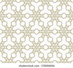 Seamless geometric line pattern, design for packaging in linear style. Interlacing texture for wallpaper, banners, invitations, business cards, fabric print. Interweaving golden brown lacy background