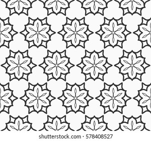 Seamless geometric line pattern, design for packaging in linear style. Interlacing texture for wallpaper, banners, invitations, business cards, fabric print. Interweaving black white lacy background