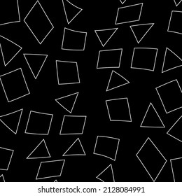 seamless geometric line pattern. illustration of triangle and square shapes on black background. eps10 vector design