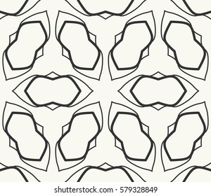Seamless geometric line pattern. Interlacing linear texture for wallpaper, packaging, banners, invitations, business cards, fabric print. Interweaving black and white graphic sketch background