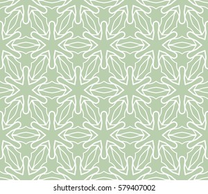 Seamless geometric line pattern. Interlacing linear texture for wallpaper, packaging, banners, invitations, business cards, fabric print. Interweaving green and white graphic sketch background