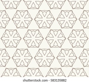 Seamless geometric line pattern. Interlacing linear texture for wallpaper, packaging, banners, invitations, business cards, fabric print. Interweaving golden brown and white graphic background