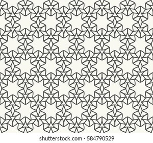 Seamless geometric line pattern. Interlacing linear texture for wallpaper, packaging, banners, invitations, business cards, fabric print. Interweaving black and white graphic sketch background