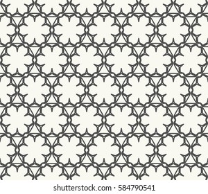 Seamless geometric line pattern. Interlacing linear texture for wallpaper, packaging, banners, invitations, business cards, fabric print. Interweaving black and white graphic sketch background