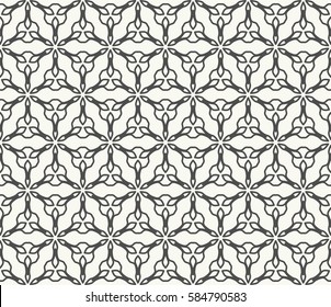 Seamless geometric line pattern. Interlacing linear texture for wallpaper, packaging, banners, invitations, business cards, fabric print. Interweaving black and white graphic sketch background