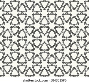 Seamless geometric line pattern. Interlacing linear texture for wallpaper, packaging, banners, invitations, business cards, fabric print. Interweaving black and white graphic sketch background