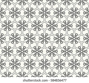 Seamless geometric line pattern. Interlacing linear texture for wallpaper, packaging, banners, invitations, business cards, fabric print. Interweaving black and white graphic sketch background