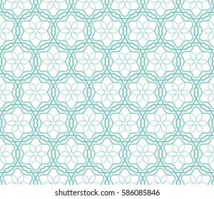 Seamless geometric line pattern. Interlacing linear texture for wallpaper, packaging, banners, invitations, business cards, fabric print. Interweaving green and white graphic lace background